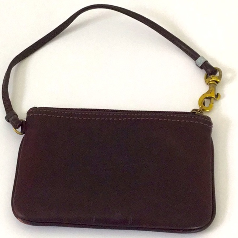 Coach, Brown Leatherwear Wristlet Purse. Evening, Wallet Size. Retro, Y2K.